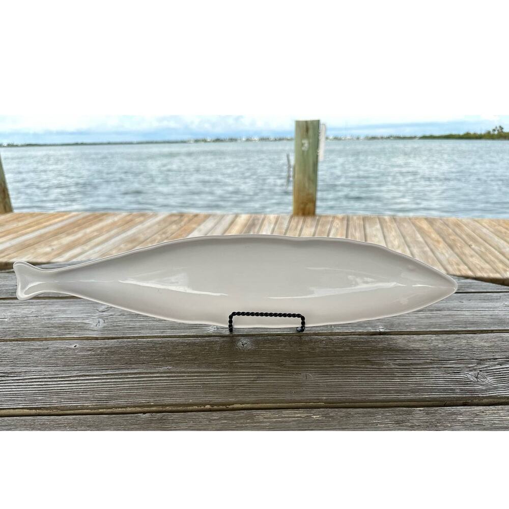 Home Essentials White Porcelain Olive Dish Hors D'oeuvres Plate 19.5” Long